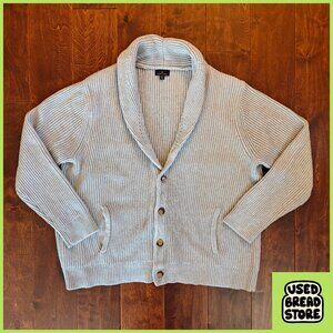 XXL Brooks Brothers Ribbed Shawl Collar Heavy Cardigan Sweater Mens Gray Warm